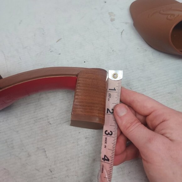 Christian Louboutin Brown Heel CL Logo Mule Slide Sandal - Picture 13 of 13